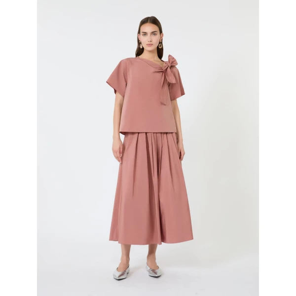 Max Mara Alpaca Pleated Cotton-Blend Taffeta Skirt in Terra Cotta | Pleated Skirts | Coveti