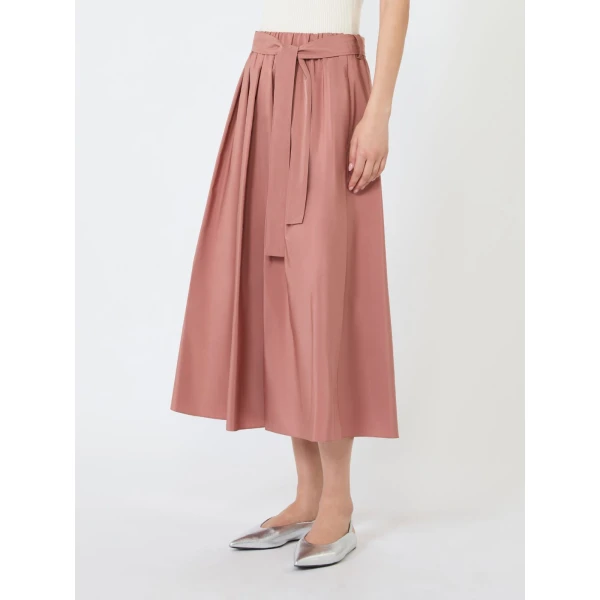 Max Mara Alpaca Pleated Cotton-Blend Taffeta Skirt in Terra Cotta | Pleated Skirts | Coveti