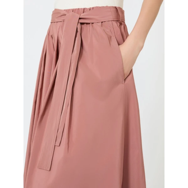 Max Mara Alpaca Pleated Cotton-Blend Taffeta Skirt in Terra Cotta | Pleated Skirts | Coveti