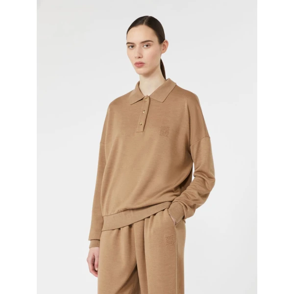 Max Mara Alpaca Wool Fleece Jersey Sweater in Camel | Sweaters | Coveti