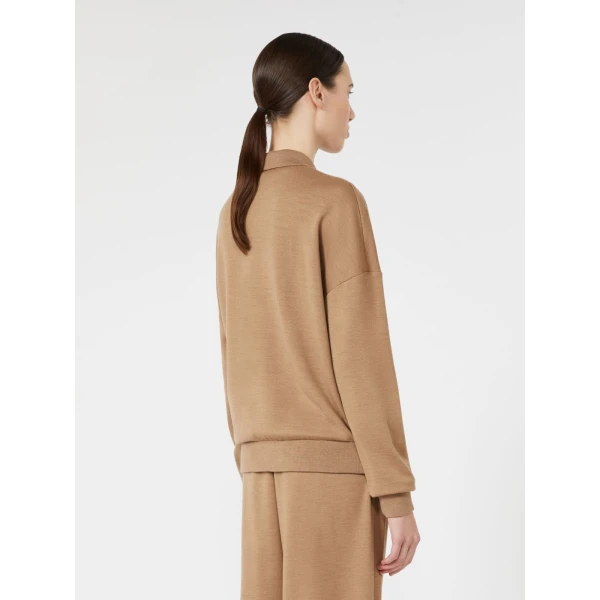 Max Mara Alpaca Wool Fleece Jersey Sweater in Camel | Sweaters | Coveti