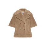 Max Mara Alpaca and Cashmere Teddy Cape in Beige Golden | Coats | Coveti