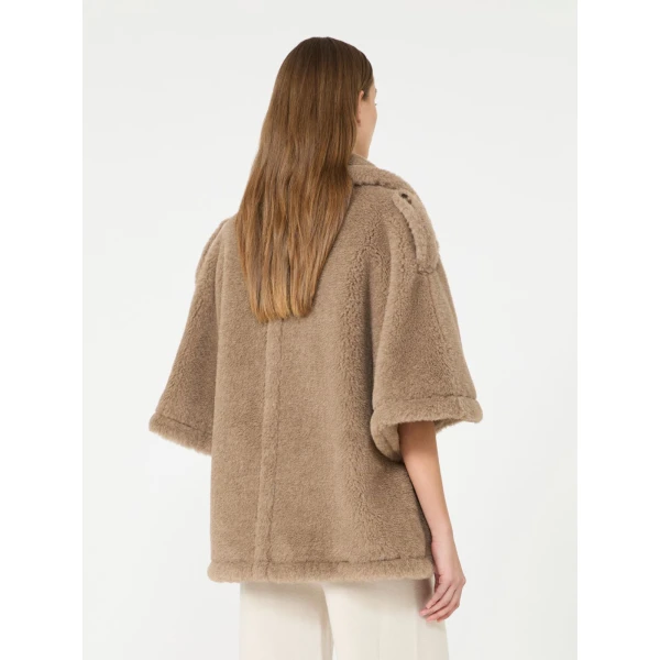 Max Mara Alpaca and Cashmere Teddy Cape in Beige Golden | Coats | Coveti