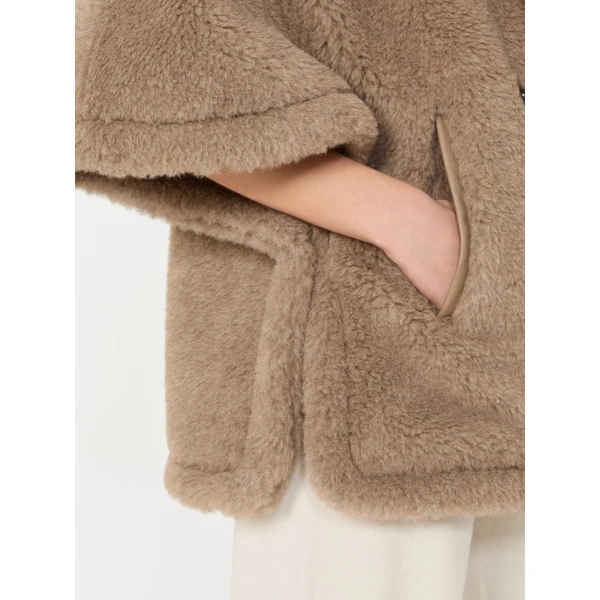 Max Mara Alpaca and Cashmere Teddy Cape in Beige Golden | Coats | Coveti