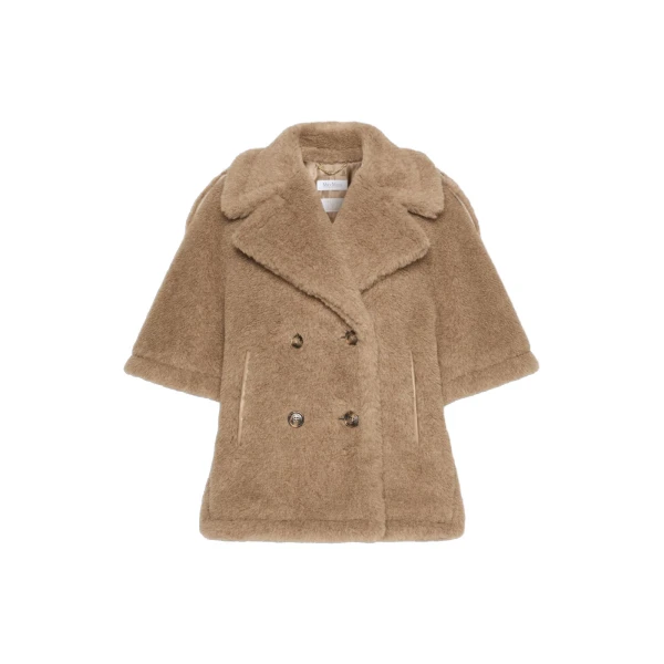 Alpaca and Cashmere Teddy Cape in Beige Golden