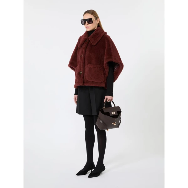 Max Mara Alpaca and Wool Teddy Boxy Cape in Rust | Coats | Coveti