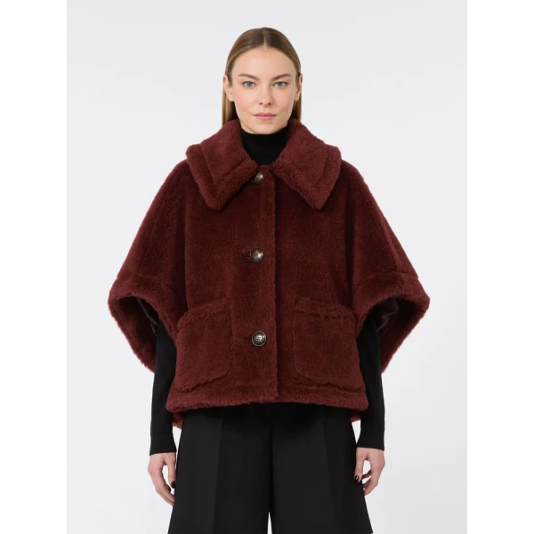 Max Mara Alpaca and Wool Teddy Boxy Cape in Rust | Coats | Coveti