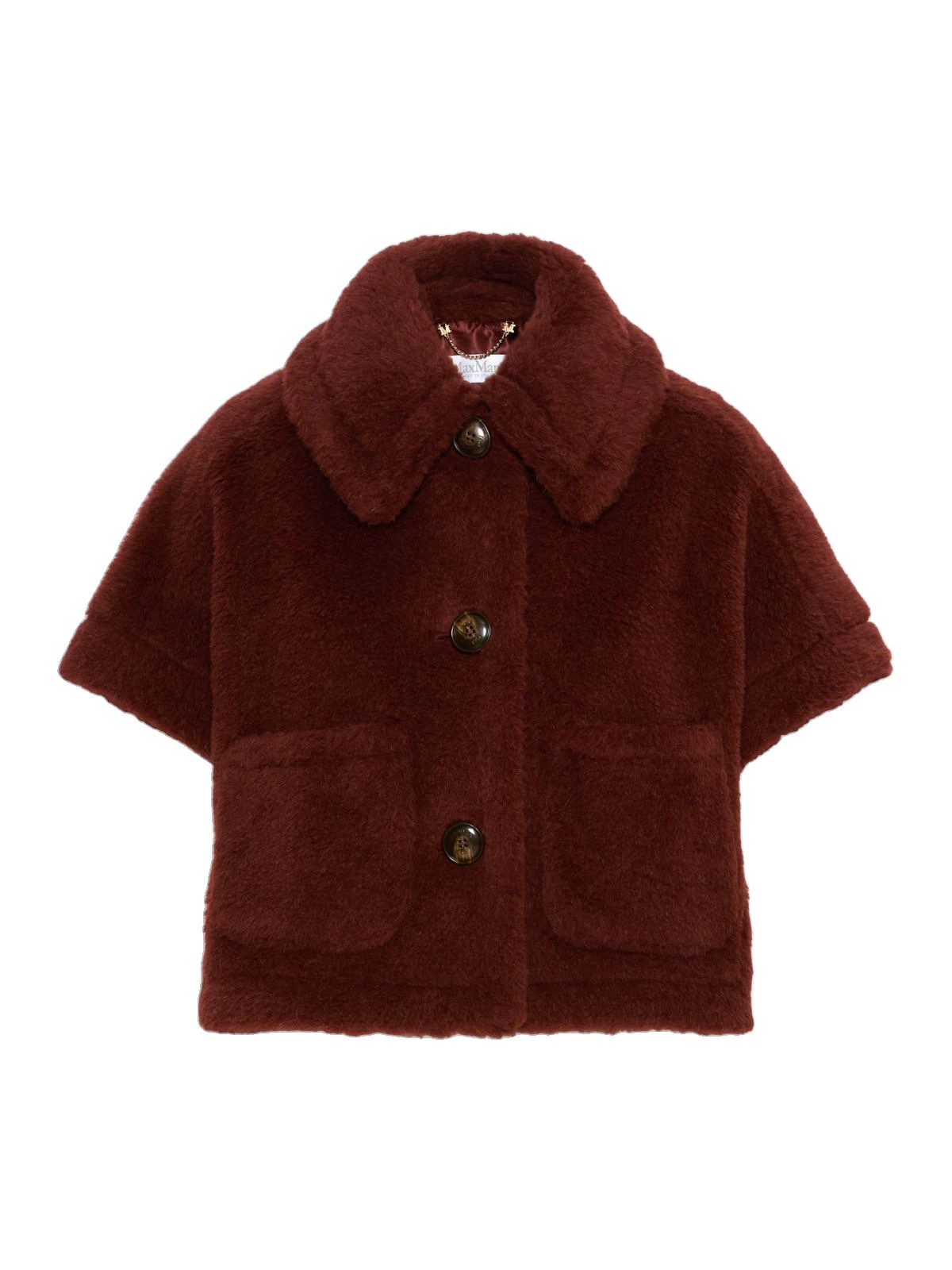 Max Mara Alpaca and Wool Teddy Boxy Cape in Rust Max Mara Alpaca and Wool Teddy Boxy Cape in Rust | Women | Coveti