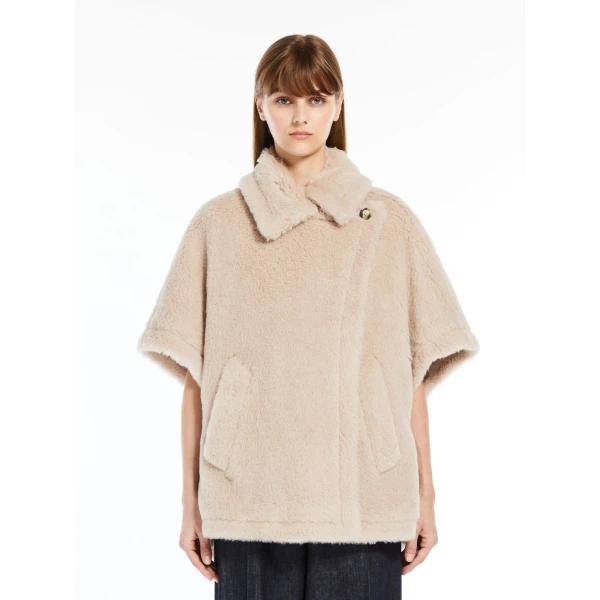 Max Mara Alpaca and Wool Teddy Cape in Beige | Coats | Coveti