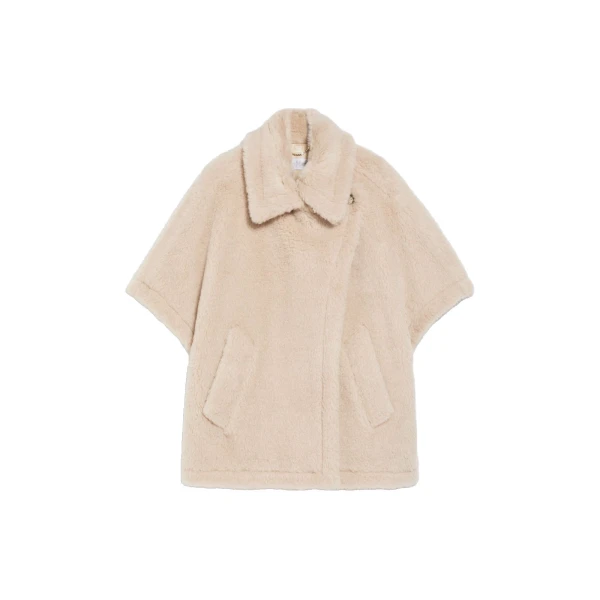 Max Mara Alpaca and Wool Teddy Cape in Beige | Women | Coveti
