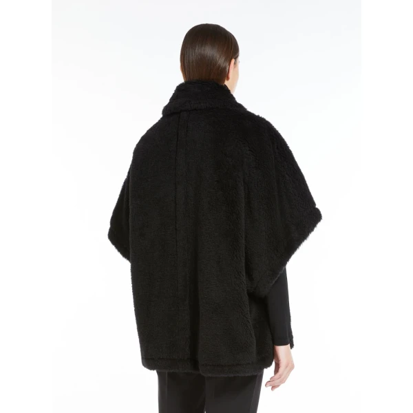 Max Mara Alpaca and Wool Teddy Cape in Black | Coats | Coveti