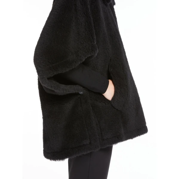 Max Mara Alpaca and Wool Teddy Cape in Black | Coats | Coveti