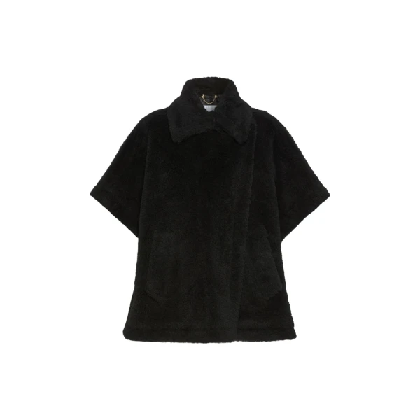 Alpaca and Wool Teddy Cape in Black