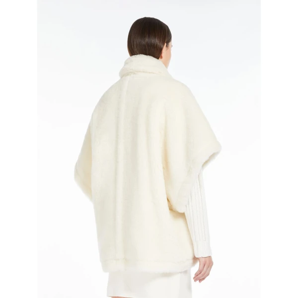 Max Mara Alpaca and Wool Teddy Cape in Optical White | Coats | Coveti