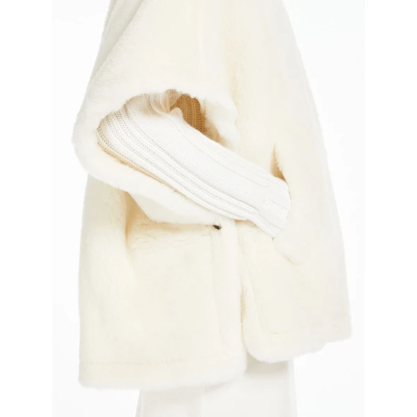Max Mara Alpaca and Wool Teddy Cape in Optical White | Coats | Coveti