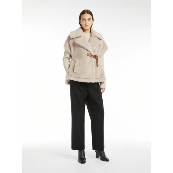 Max Mara Alpaca and Wool Teddy Gilet Cape in Beige | Coats | Coveti