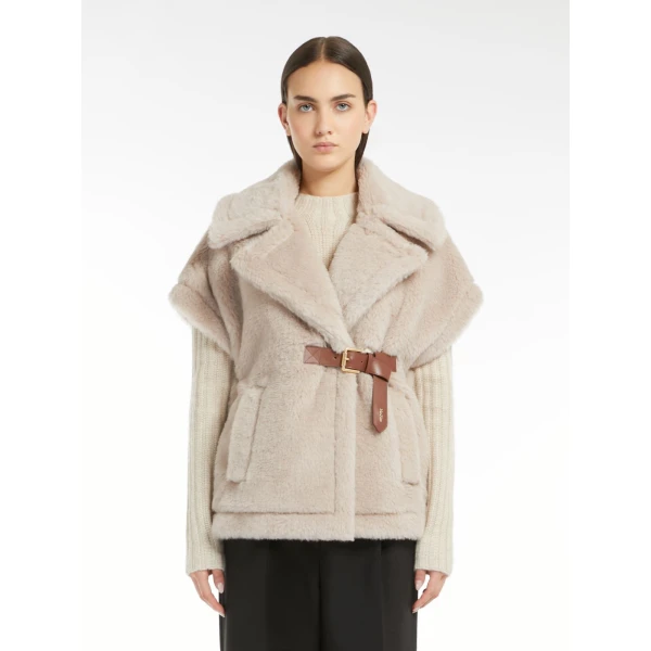 Max Mara Alpaca and Wool Teddy Gilet Cape in Beige | Coats | Coveti