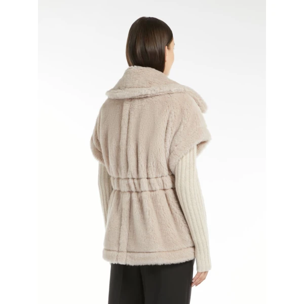 Max Mara Alpaca and Wool Teddy Gilet Cape in Beige | Coats | Coveti