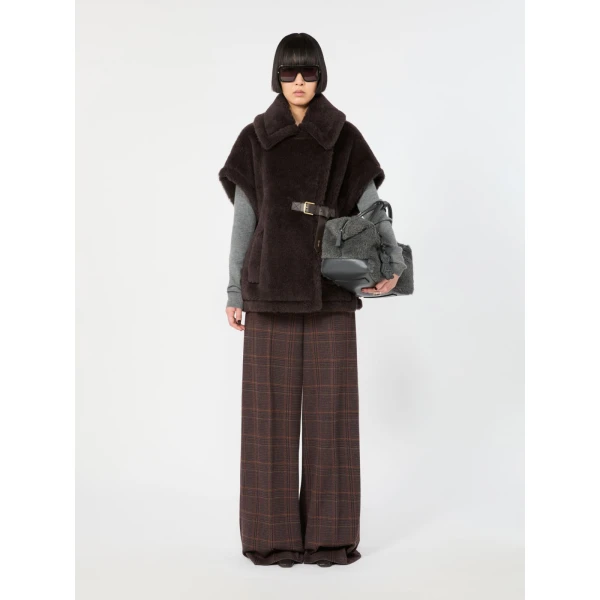 Max Mara Alpaca and Wool Teddy Gilet Cape in Brown | Coats | Coveti