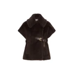 Max Mara Alpaca and Wool Teddy Gilet Cape in Brown | Coats | Coveti