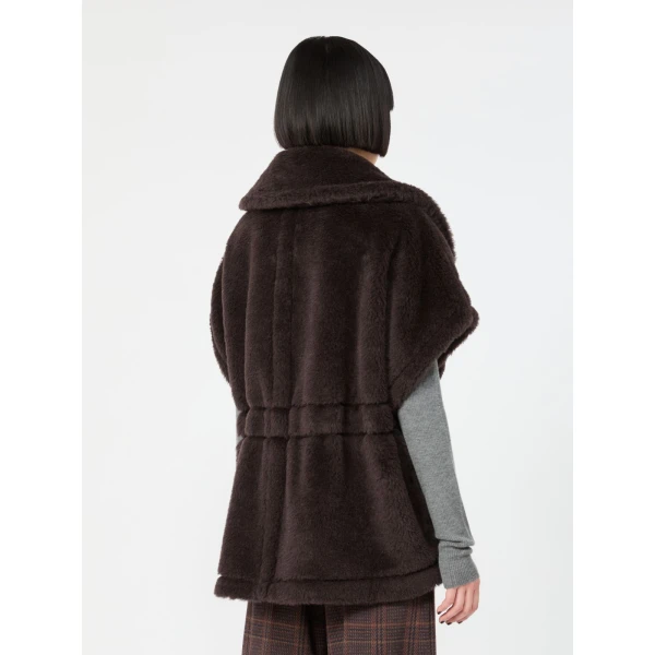 Max Mara Alpaca and Wool Teddy Gilet Cape in Brown | Coats | Coveti