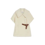 Max Mara Alpaca and Wool Teddy Gilet Cape in Optical White | Coats | Coveti