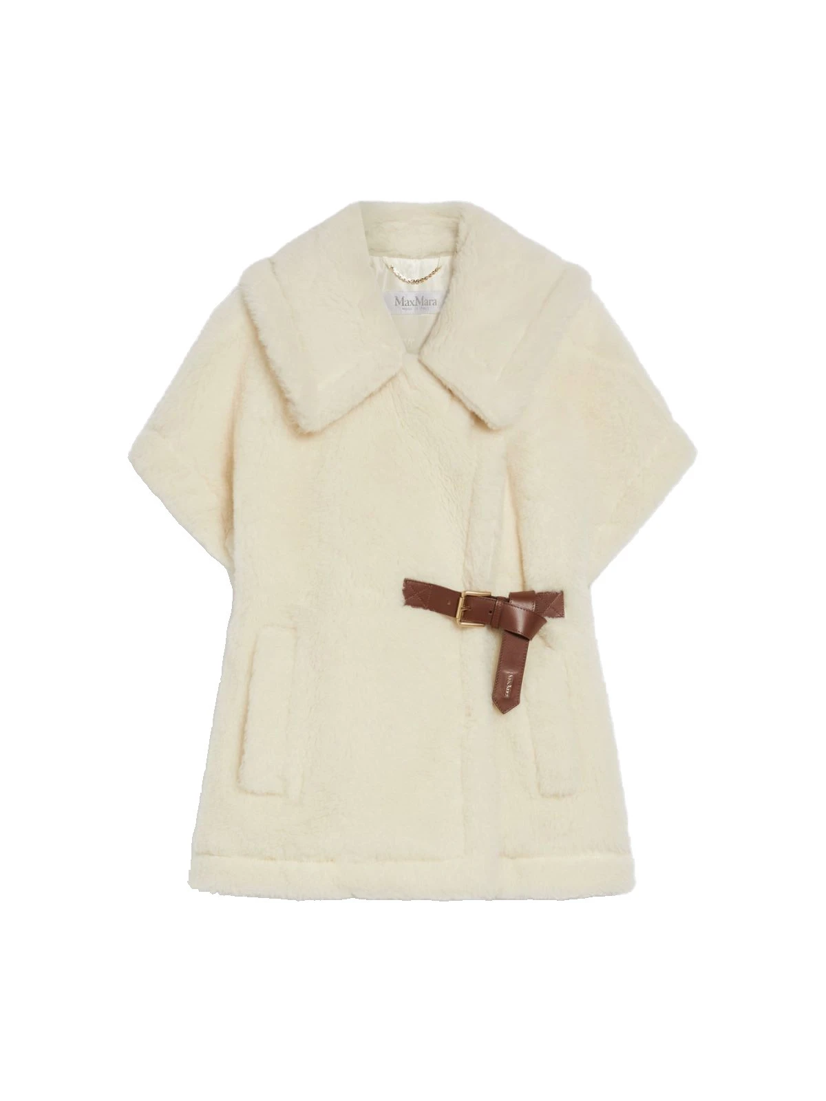 Max Mara Alpaca and Wool Teddy Gilet Cape in Optical White Max Mara Alpaca and Wool Teddy Gilet Cape in Optical White | Coats | Coveti
