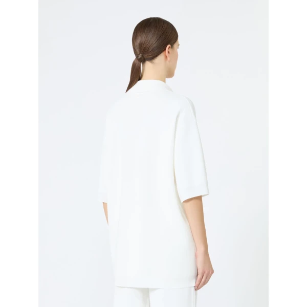 Max Mara Alpino Long Viscose Crepe Sweater in White | Sweaters | Coveti