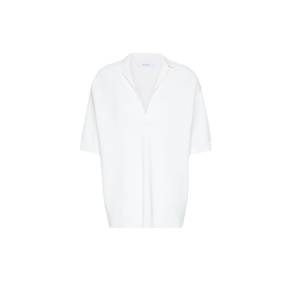 Max Mara Alpino Long Viscose Crepe Sweater in White | Sweaters | Coveti