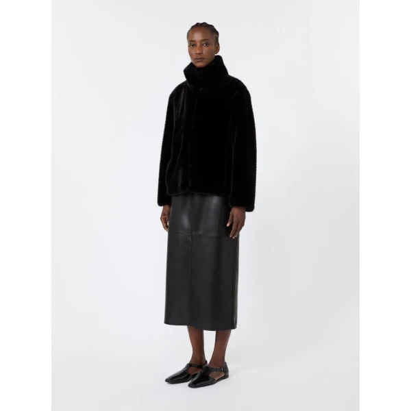 Max Mara Amaca Coated Jersey Pencil Skirt in Black | Pencil Skirts | Coveti