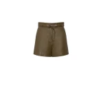 Max Mara Amaca Nappa Leather Shorts in Khaki | Shorts | Coveti