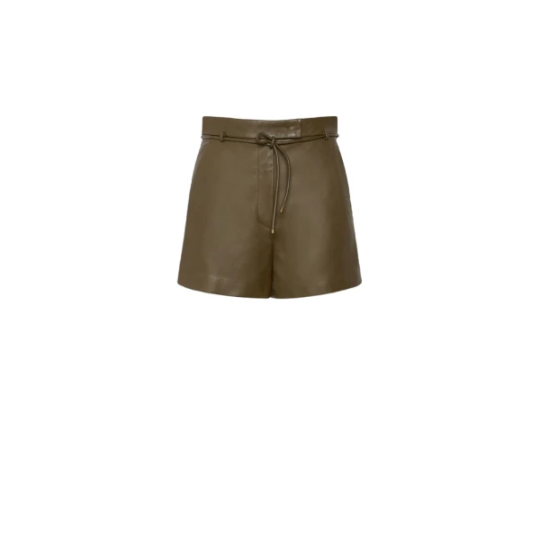 Amaca Nappa Leather Shorts in Khaki