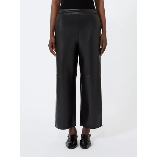 Max Mara Amati Coated Jersey Straight-Leg Trousers in Black | Tailored pants | Coveti