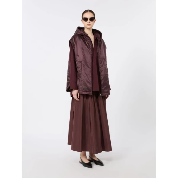 Max Mara Ambra Padded Hooded Water-Repellent Gilet in Bordeaux | Vests | Coveti