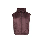 Max Mara Ambra Padded Hooded Water-Repellent Gilet in Bordeaux | Vests | Coveti