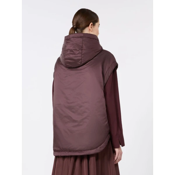 Max Mara Ambra Padded Hooded Water-Repellent Gilet in Bordeaux | Vests | Coveti