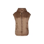 Max Mara Ambra Padded Hooded Water-Repellent Gilet in Mud | Vests | Coveti