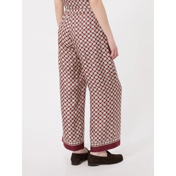Max Mara Amelia Printed Silk Twill Drawstring Trousers in Bordeaux | Tailored pants | Coveti