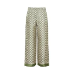 Max Mara Amelia Printed Silk Twill Drawstring Trousers in Khaki | Tailored pants | Coveti
