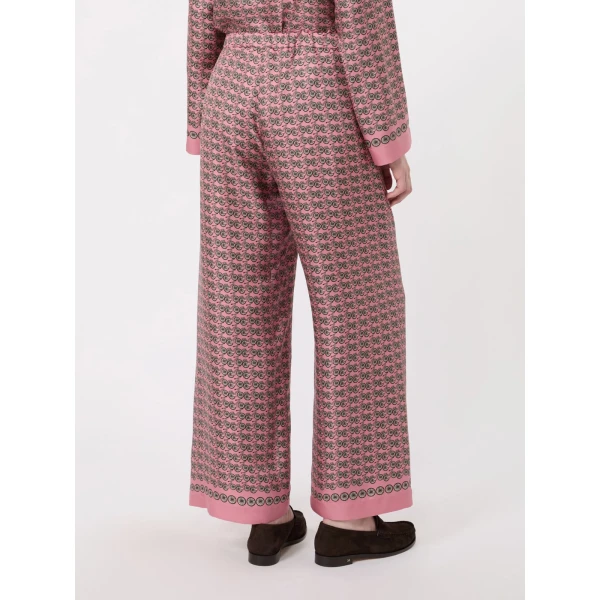 Max Mara Amelia Printed Silk Twill Drawstring Trousers in Pink | Tailored pants | Coveti