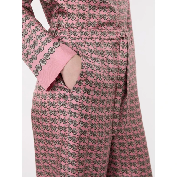 Max Mara Amelia Printed Silk Twill Drawstring Trousers in Pink | Tailored pants | Coveti