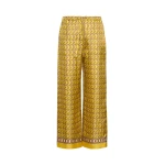 Max Mara Amelia Printed Silk Twill Drawstring Trousers in Yellow | Tailored pants | Coveti
