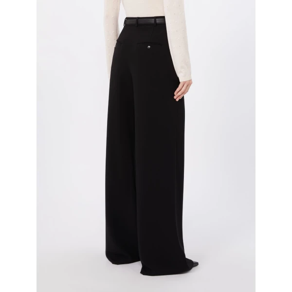 Max Mara Amico Wide-Leg Cady Trousers in Black | Wide leg pants | Coveti