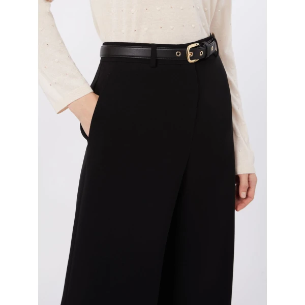 Max Mara Amico Wide-Leg Cady Trousers in Black | Wide leg pants | Coveti