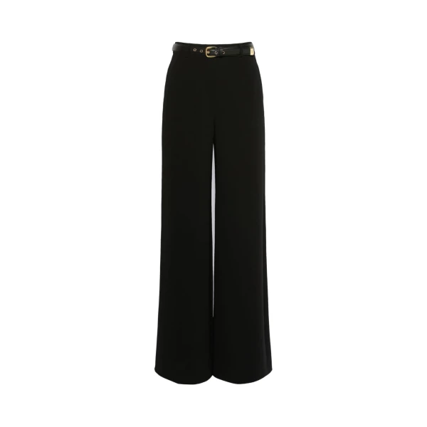 Max Mara Amico Wide-Leg Cady Trousers in Black | Wide leg pants | Coveti
