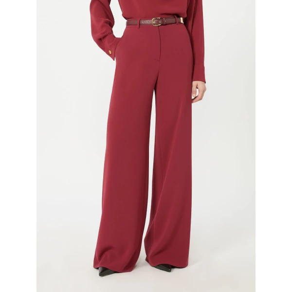 Max Mara Amico Wide-Leg Cady Trousers in Ruby | Wide leg pants | Coveti