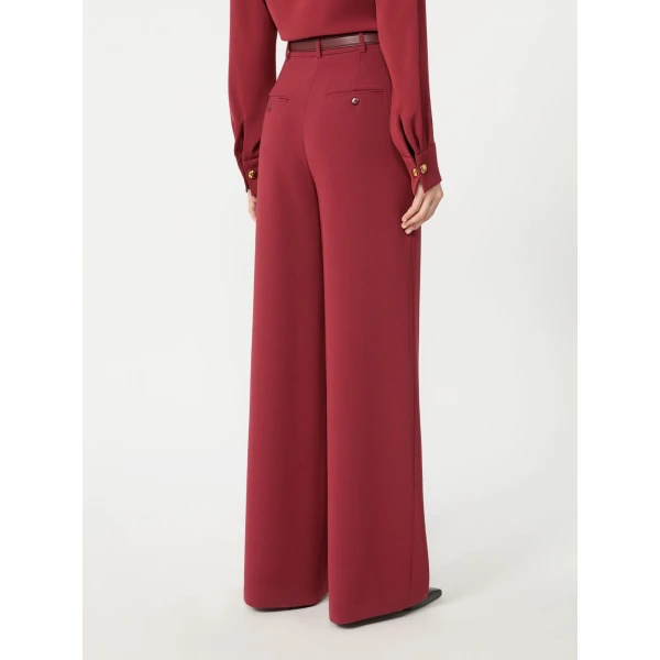 Max Mara Amico Wide-Leg Cady Trousers in Ruby | Wide leg pants | Coveti