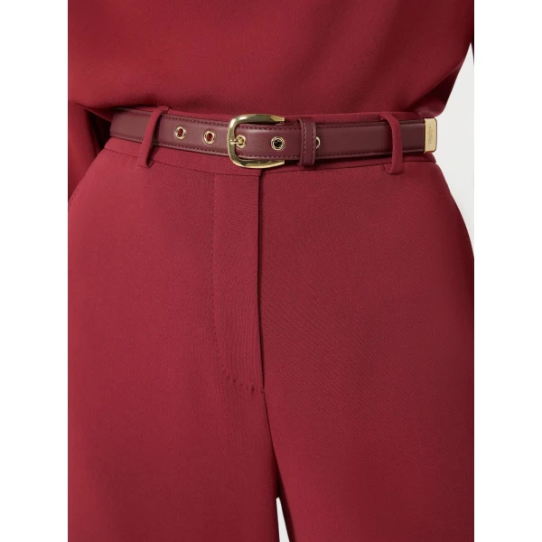 Max Mara Amico Wide-Leg Cady Trousers in Ruby | Wide leg pants | Coveti