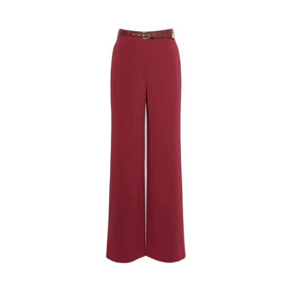 Max Mara Amico Wide-Leg Cady Trousers in Ruby | Wide leg pants | Coveti