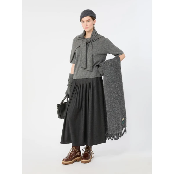 Max Mara Ananas Short Sleeved Cashmere Jumper in Dark Grey | Sweaters | Coveti